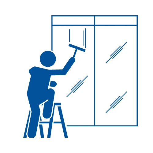 Towers and high ride building facade glass cleaning